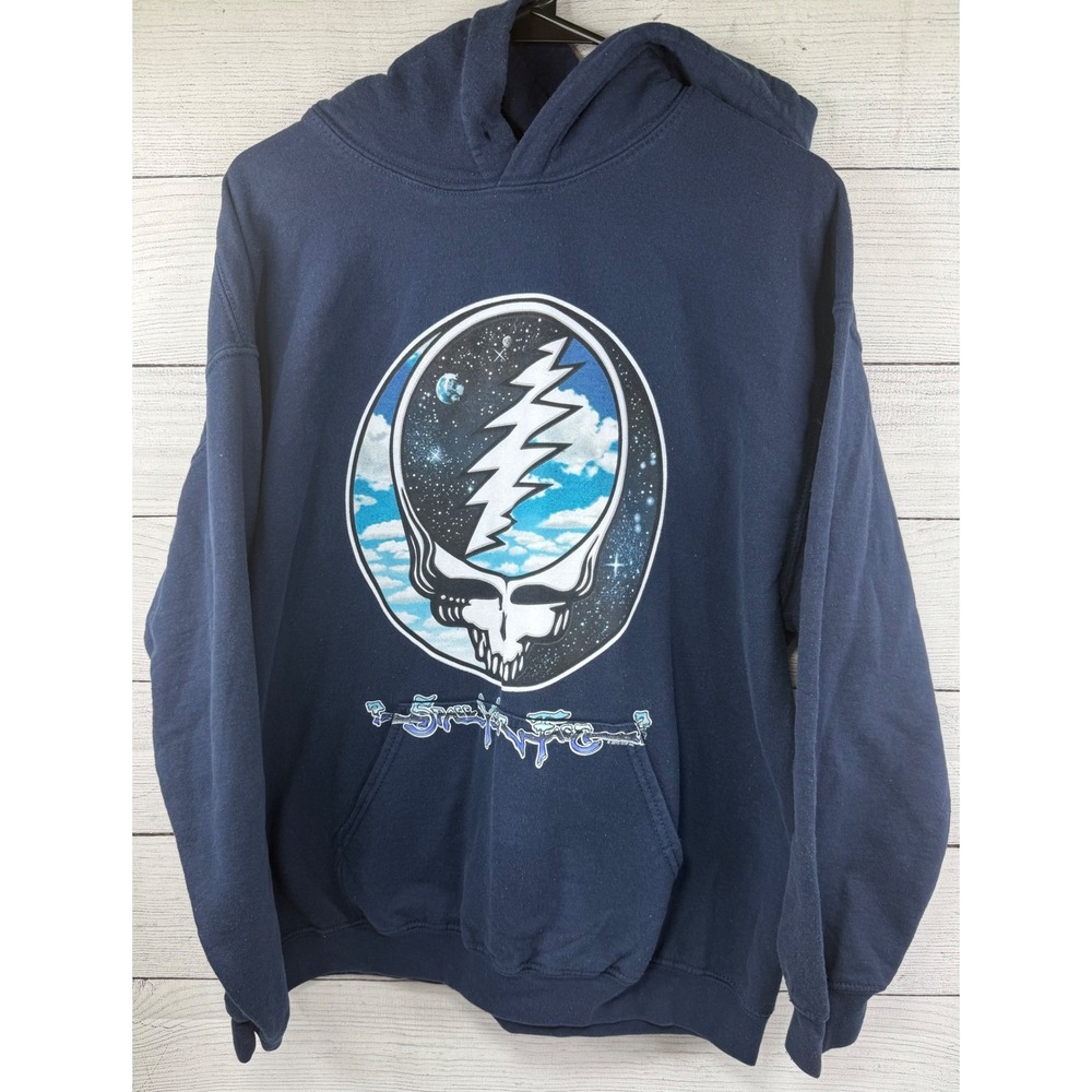 Grateful Dead Space Your Face Navy Blue Hoodie Mens Large Gildan Heavy Blend
